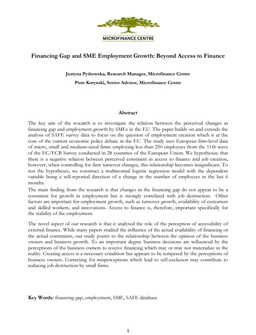 Financing Gap and SME Employment Growth: Beyond Access to Finance cover